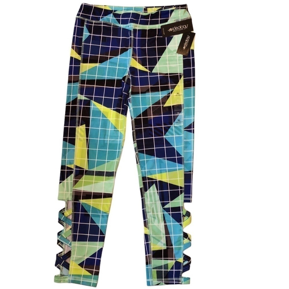 IDEOLOGY Lattice Detail Ankle Legging Girl's XL 16 Geo Print Multi color NEW NWT